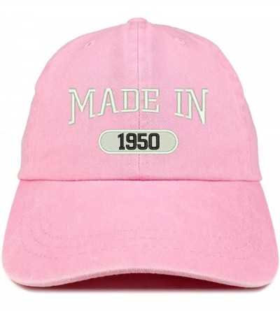 Baseball Caps Made in 1950 Embroidered 70th Birthday Washed Baseball Cap - Pink - CH18C7IIRUW $18.67