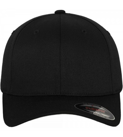 Baseball Caps Silver Wooly Combed Stretchable Fitted Cap Kappe Baseballcap Basecap - Black - CF1833263QA $18.84