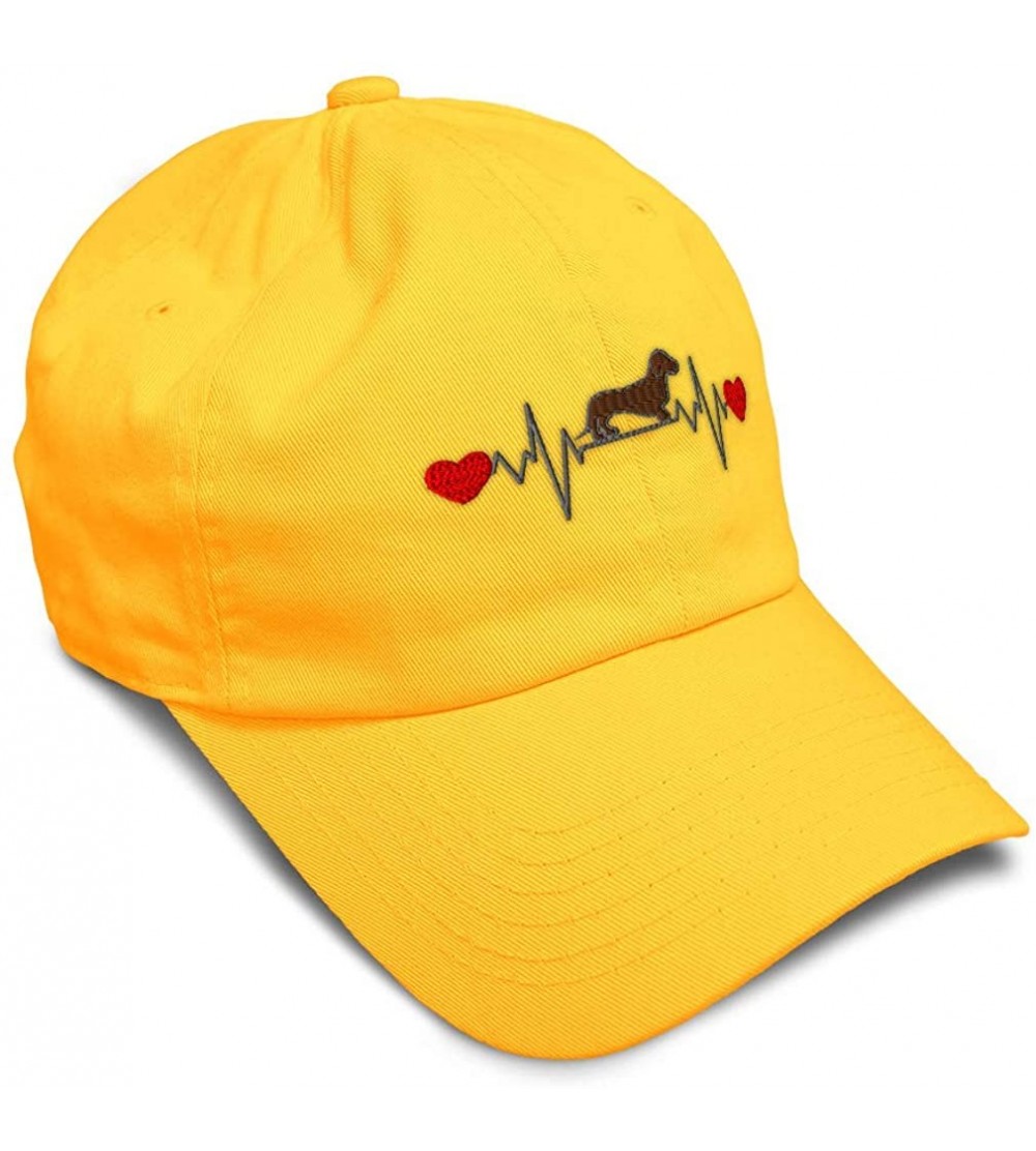 Baseball Caps Soft Baseball Cap Dog Dachshund Lifeline B Embroidery Dad Hats for Men & Women - Golden Yellow - CJ18TMIHMGI $1...