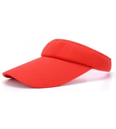Sun Hats Women's Solid Sports Outdoor Adjustable Visor Blank Sun Hat - Red - CQ12CW94VF3 $12.33