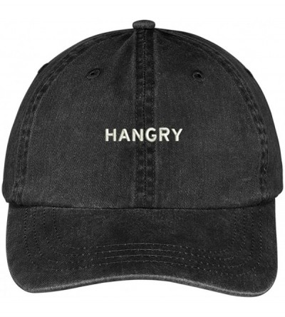 Baseball Caps Hangry Embroidered Pigment Dyed Washed Cotton Cap - Black - C212KIK427P $15.37