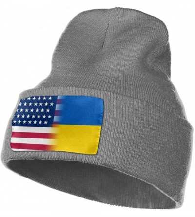 Skullies & Beanies USA Ukraine Flag Cuffed Plain Beanie Hat Skull Knit Hat Cap - Deep Heather - CP18L429I6E $16.12