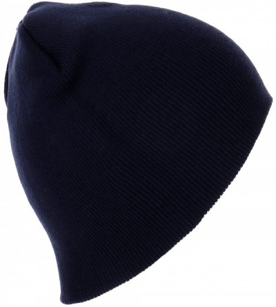 Skullies & Beanies Thick Plain Knit Beanie Slouchy Cuff Toboggan Daily Hat Soft Unisex Solid Skull Cap - Prussianblue - CF188...