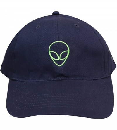 Baseball Caps Alien Small Embroidery Cotton Baseball Cap - Neon Sign Navy - CS185KI835A $11.47