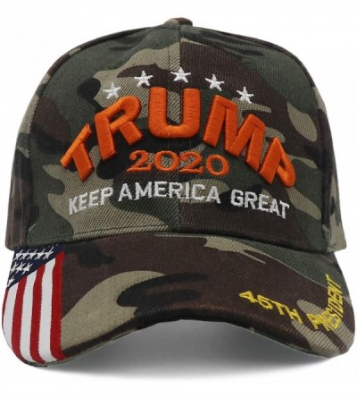 Skullies & Beanies Trump 2020 Keep America Great 3D Embroidery American Flag Baseball Cap - 010 Tree Camo - CE194N9TOCZ $24.91