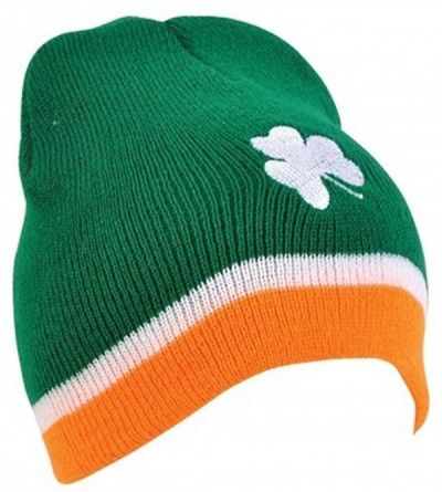 Skullies & Beanies St. Patricks Day Shamrock Tri - Color Beanie Hat - C011IZFLBKR $12.41