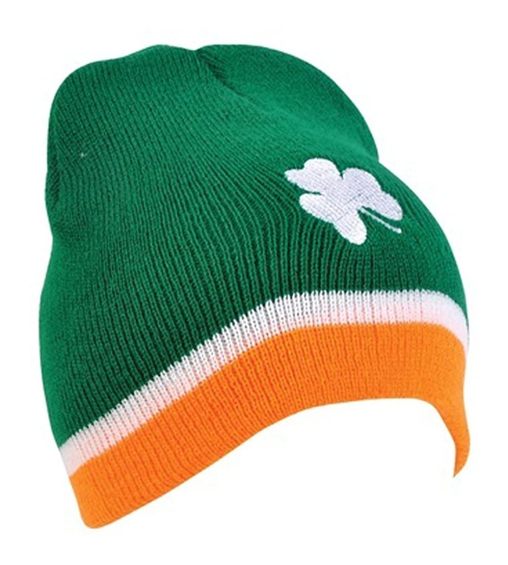 Skullies & Beanies St. Patricks Day Shamrock Tri - Color Beanie Hat - C011IZFLBKR $12.41