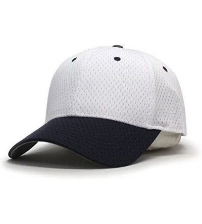 Baseball Caps Plain Pro Cool Mesh Low Profile Adjustable Baseball Cap - Navy/White - C91802D0KQ0 $8.36