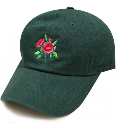 Baseball Caps Tre170 Pink Roses Tattoo Cotton Baseball Caps - Hunter Green - CG18CCX8HRC $11.19