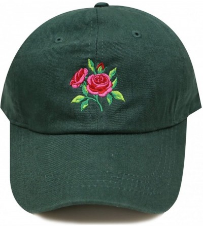 Baseball Caps Tre170 Pink Roses Tattoo Cotton Baseball Caps - Hunter Green - CG18CCX8HRC $11.19