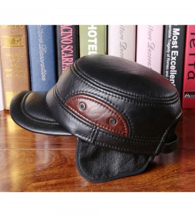 Baseball Caps Classic Men's Real Leather Peaked Cap Winter Snow Warm Baseball Cap - Np206bl - CP17YWW3UHU $41.65