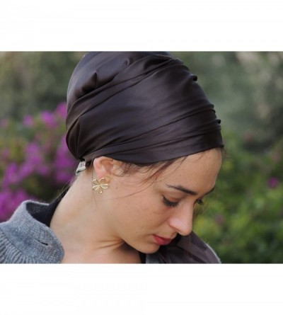 Headbands Tichel Full Hair Covering Lovely Stretched Snoods Turban One Size Deep Brown - Deep Brown - CD121MZC0BP $41.07