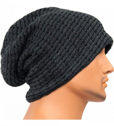 Skullies & Beanies Unisex Adult Winter Warm Slouch Beanie Long Baggy Skull Cap Stretchy Knit Hat Oversized - Darkgrey - CJ129...