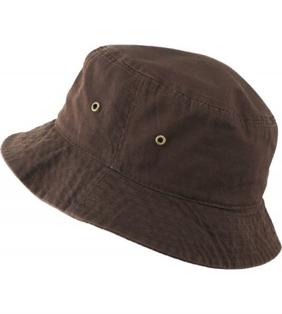 Bucket Hats Unisex Washed Cotton Bucket Hat Summer Outdoor Cap - (1. Bucket Classic) Brown - CQ18HA26GII $8.94