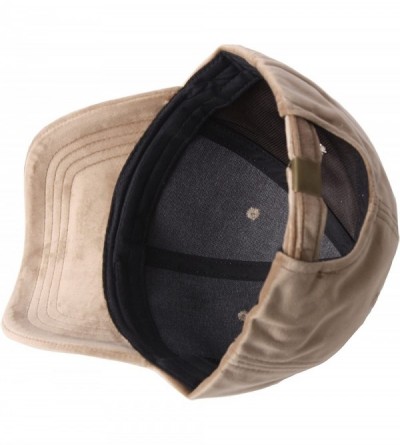 Baseball Caps B182 Velvet Silk Fabric Feel Basic Simple Ball Cap Baseball Hat Truckers - Brown - C512N2K82I4 $23.54