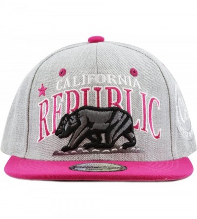 Baseball Caps 1300A New Republic California Soft Heather Grey Snapback Cap - Fuchsia - CS12E06HCVB $11.19