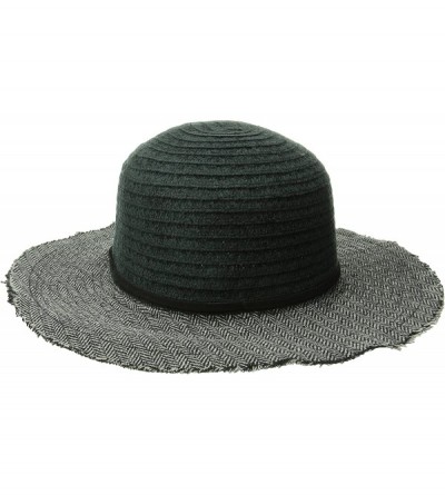 Sun Hats Women's Chenille Crown with Herringbone Fabric Brim Floppy Hat - Black - CX11W11JZM7 $28.55