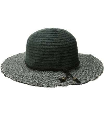Sun Hats Women's Chenille Crown with Herringbone Fabric Brim Floppy Hat - Black - CX11W11JZM7 $28.55