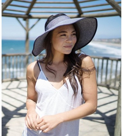 Sun Hats Womens UV Protective Floppy Sun Hat Wide Brim Beach Packable Straw Visor - Black-white - CJ1803W02H2 $12.55