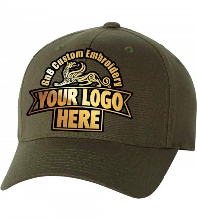 Visors Custom Hat 6277 and 6477 Flexfit caps Embroidered. Place Your Own Logo or Design - Olive - CD18W0Y0XXH $28.34