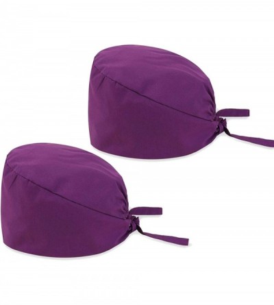 Skullies & Beanies Scrub Cap Sweatband Adjustable Bouffant Hats Headwear for Womens Mens Boys Girls - Dark Purple-2pc - CY198...