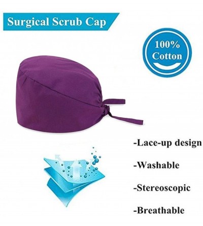 Skullies & Beanies Scrub Cap Sweatband Adjustable Bouffant Hats Headwear for Womens Mens Boys Girls - Dark Purple-2pc - CY198...