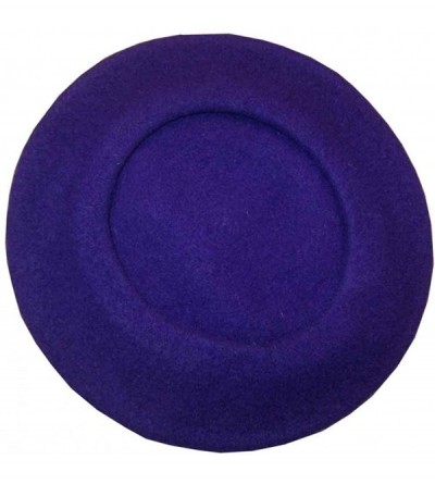 Berets Traditional French Wool Beret - Purple - CA117N5RG27 $24.37