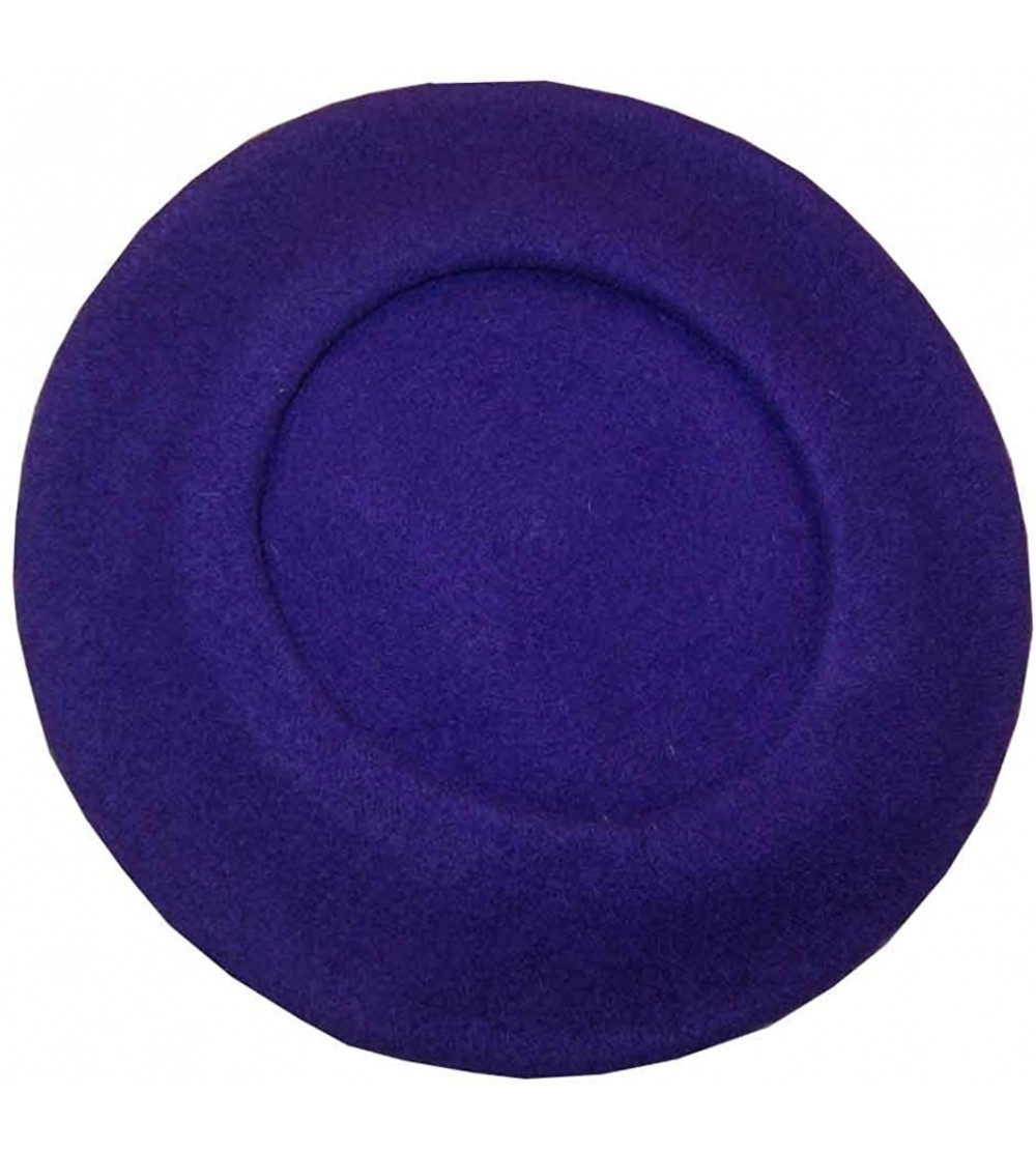 Berets Traditional French Wool Beret - Purple - CA117N5RG27 $24.37