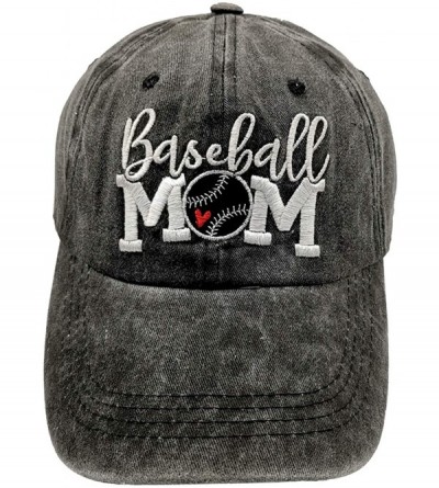 Baseball Caps Women's Baseball Mom Baseball Hat Embroidered Washed Cotton Denim Cap - Baseball Mom Love - Black - CX18T8YW72N...