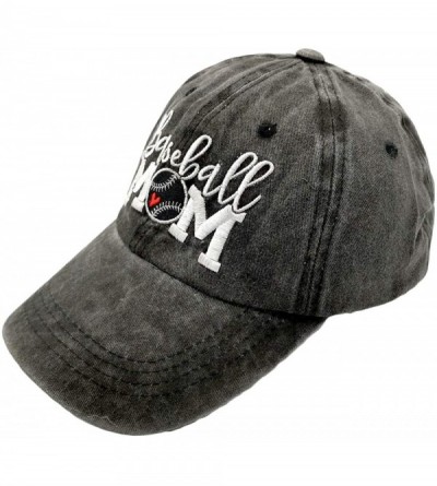 Baseball Caps Women's Baseball Mom Baseball Hat Embroidered Washed Cotton Denim Cap - Baseball Mom Love - Black - CX18T8YW72N...