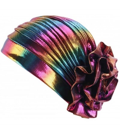 Skullies & Beanies African Printing Turban Cap Hairwrap Headwear Sleep Chemo Bonnet Hat Beanie for Women - Metallic Multicolo...
