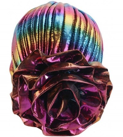 Skullies & Beanies African Printing Turban Cap Hairwrap Headwear Sleep Chemo Bonnet Hat Beanie for Women - Metallic Multicolo...