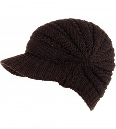 Skullies & Beanies Fashion Futuristic Style Look Knitted Beanie Hat with Visor for Women - Brown - CE11B4N5ASP $20.38