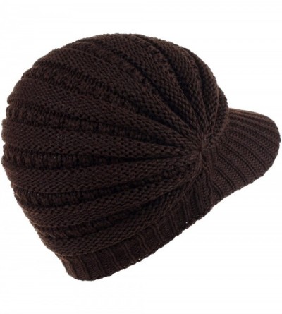 Skullies & Beanies Fashion Futuristic Style Look Knitted Beanie Hat with Visor for Women - Brown - CE11B4N5ASP $12.13