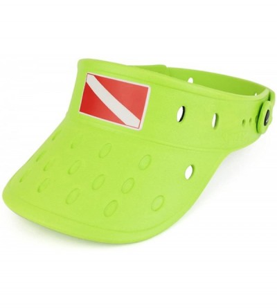 Visors Durable Adjustable Floatable Summer Visor Hat with DIVEFLAG Charm - Lime - CV17YY5G5TZ $21.07