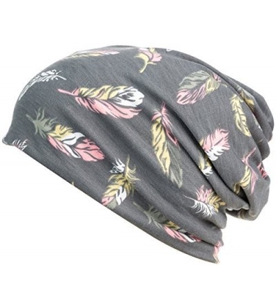 Headbands Printed Turban Headband Chemo Cap Cotton Soft Sleep Beanie (Gray) - Gray - CL180LCAG6W $10.27