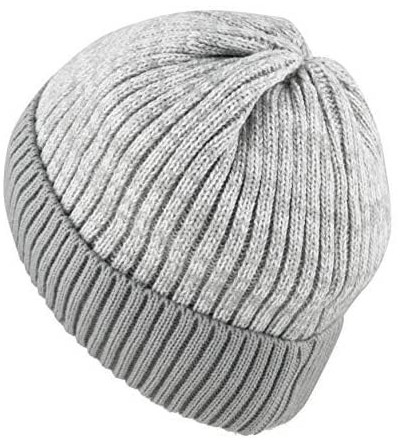 Skullies & Beanies Exclusive Ribbed Knit Warm Fuzzy Thick Fleece Lined Winter Skull Beanie - Grey - CK18KCARK9H $11.75