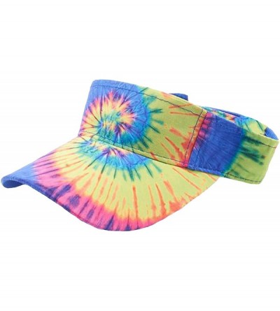 Visors Tie Dye Rainbow VISOR Cap 1960s Hippie Blue Pink Swirl Hat Men Women Teens - C718EWHKLCQ $12.50