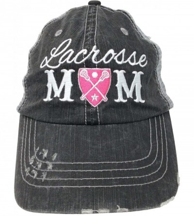 Baseball Caps Lacrosse Mom Womens Trucker Hat - Grey/Pink - CG18722ITSY $42.88