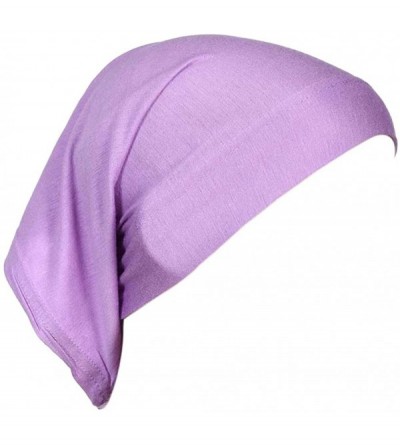 Skullies & Beanies Women's Hijab Cap Under Scarf Bone Bonnet Head Wrap Cover - Light Purple - CM120UV0TN3 $8.00