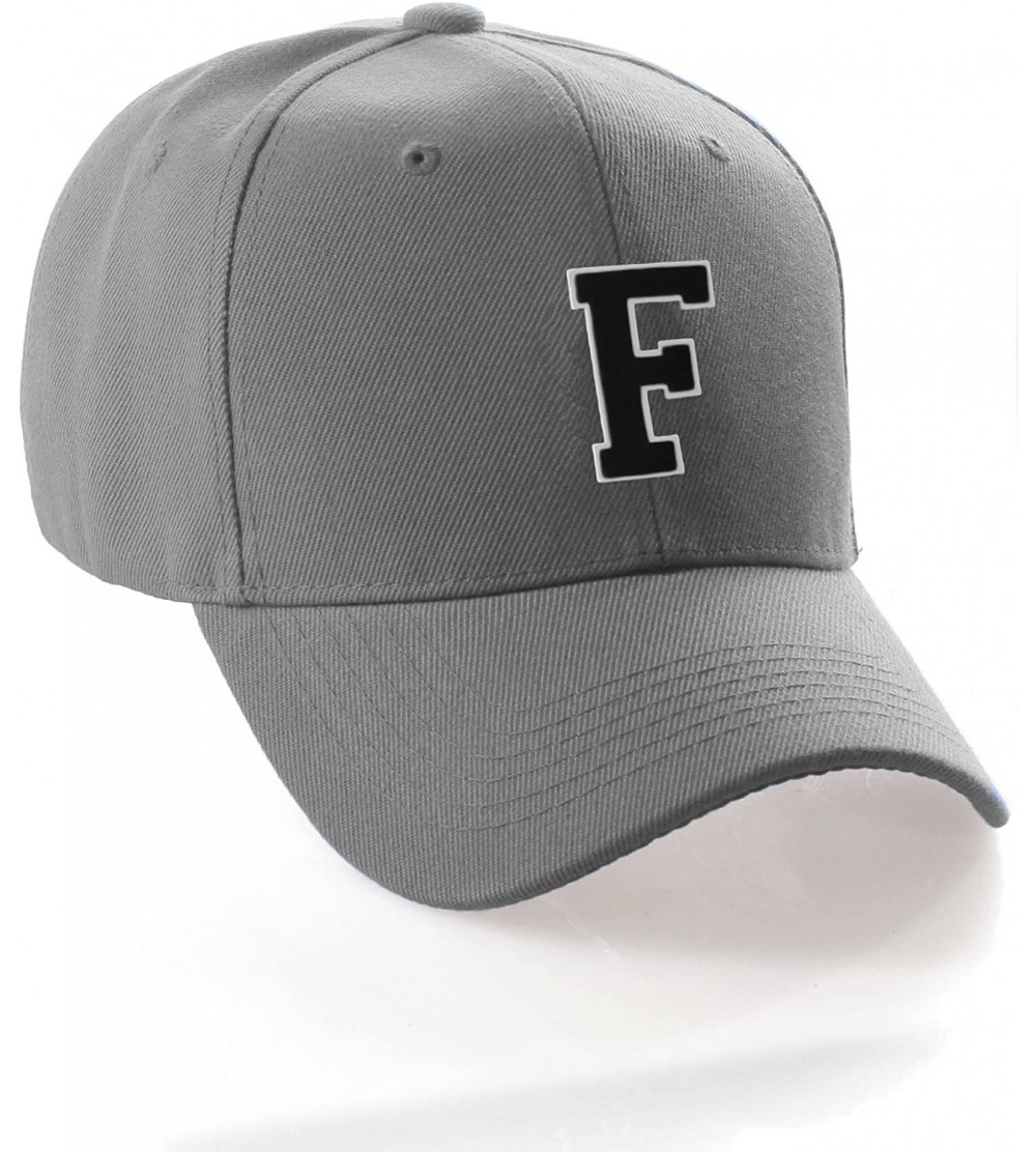 Baseball Caps Classic Baseball Hat Custom A to Z Initial Team Letter- Charcoal Cap White Black - Letter F - CW18IDW7CZ6 $10.15