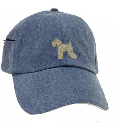Baseball Caps Wheaten Terrier Low Profile Baseball Cap with Zippered Pocket. - Blue Pigment Dyed - CP128ERG1GJ $31.33