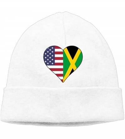 Skullies & Beanies Men's&Women's Half Jamaica Flag Half USA Flag Love Heart Soft Skull Cap - White - C418H5ELEU2 $13.76