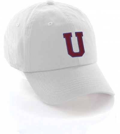 Baseball Caps Customized Letter Intial Baseball Hat A to Z Team Colors- White Cap Blue Red - Letter U - CK18ESZ4ZKC $11.86