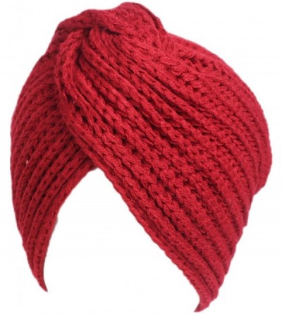 Skullies & Beanies Winter Hat Warm Knit Cap Beanie Sleep Chemo Turban Headwear Cancer Patients - Red - C7187OI6436 $9.68