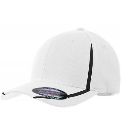 Baseball Caps Men's Flexfit Performance Colorblock Cap - White/Black - CN11QDSJRLX $17.36