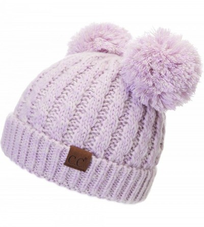 Skullies & Beanies Hatsandscarf Exclusives Cable Knit Double Pom Winter Beanie (HAT-60)(HAT-23) - Lilac Mix - CQ18A7NAKEL $15.29