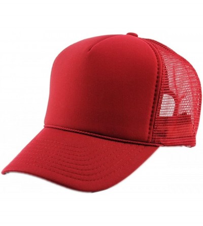 Baseball Caps Blank Mesh Adjustable Snapback Cotton 6-Panel Trucker Hat Cap - Red - C611LZX3PRD $8.50
