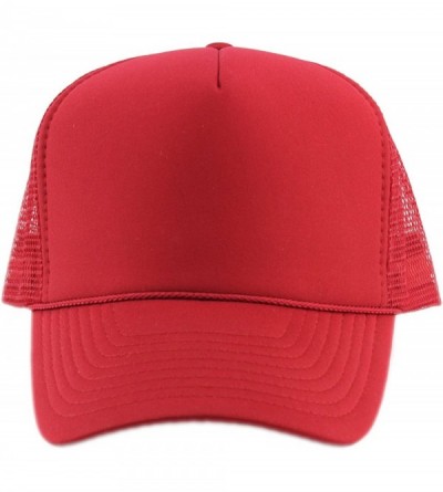 Baseball Caps Blank Mesh Adjustable Snapback Cotton 6-Panel Trucker Hat Cap - Red - C611LZX3PRD $8.50