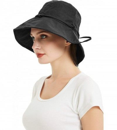 Sun Hats Bucket Hats for Women- Wide Brim UV Protection Sun Hat Packable Outdoor Beach Caps with Chin Strap - C118N99E0SE $10.30